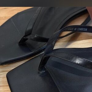 J. Crew Black Square-Toe Thong Sandals